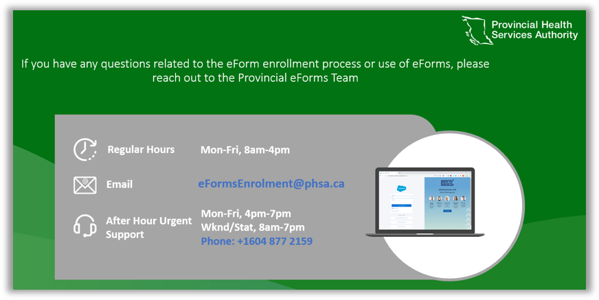 PHSA eform instructions