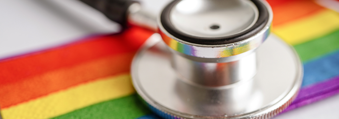 pride flag with a stethoscope