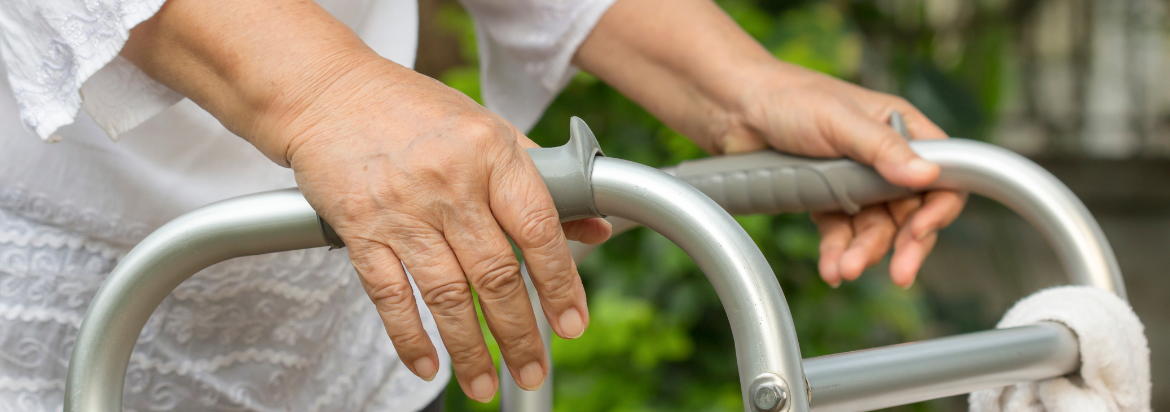 Hands on a walker