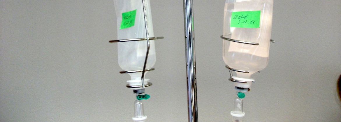 image of IV solution in clear plastic bags