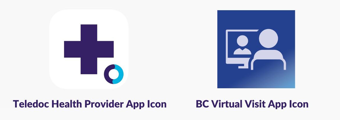 Icons used for the VC Virtual Visit app