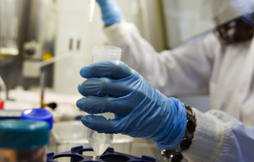 lab technician hands and tools