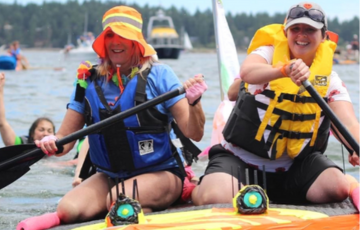 two people paddling