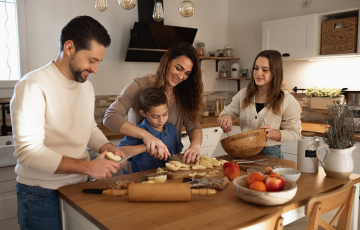 family cooking healthy dinner