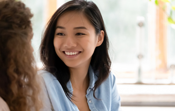 two women talking