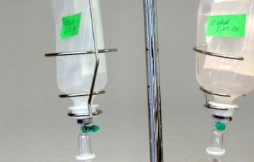 image of IV solution in clear plastic bag