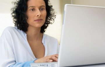 woman using laptop