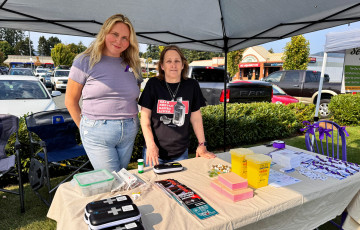Island Health staff Barbara Hayward and Beth Haywood at a community event in Sooke.