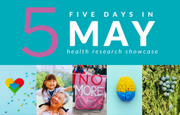 image showing 5 days in May logo and images representing session topics