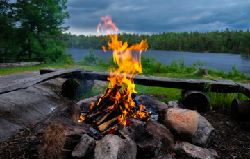 Wood burning outdoors