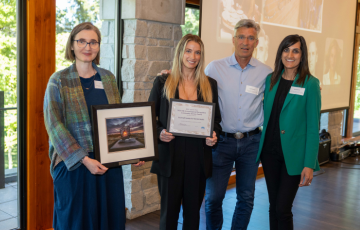 Island Health MHSU coordinator Lauren Fox, Special Recognition Award recipient Courtnall Society for Mental Health's Cassie C.