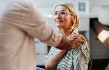 senior woman with care provider