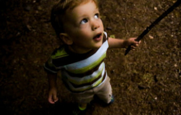 young boy looking up